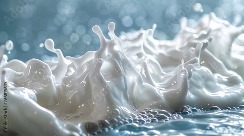 Splashing milk creating dynamic shapes