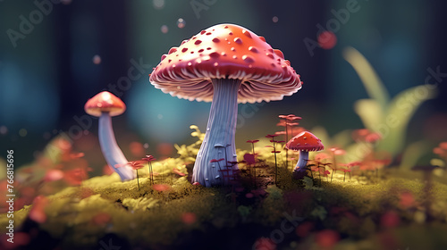 Mushroom illustration  concept of healthy sustainable food and organic products