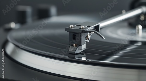 Vintage Vinyl Record Player Close-Up, Classic Music Concept. Nostalgic Entertainment Technology with Modern Elegance. Enjoy High-Quality Sound. AI