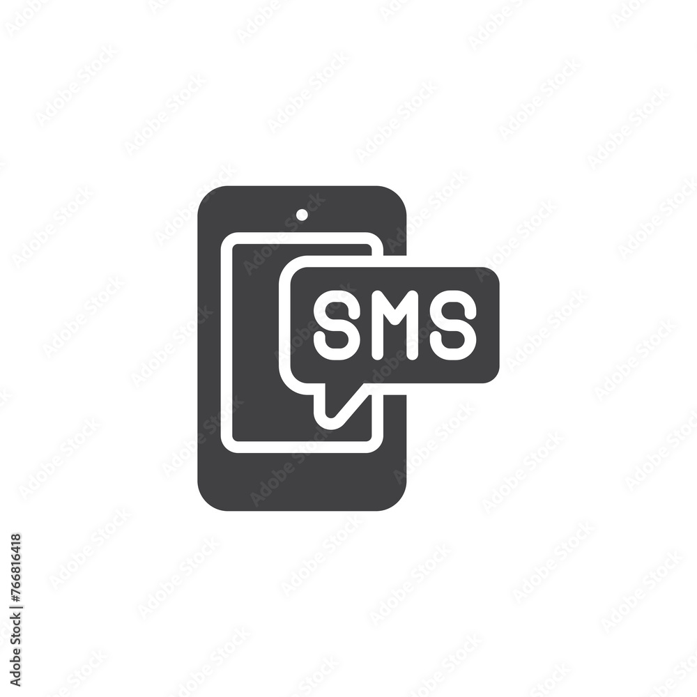 Mobile phone with a text message bubble vector icon Mobile phone with a text message bubble vector icon