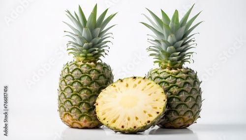 green pineapple isolated on white background