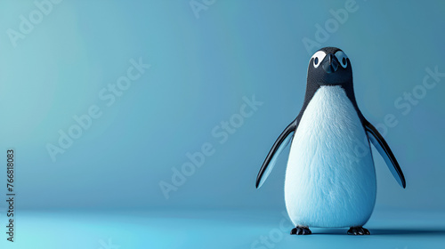 Cute Adelle Penguin waddling away alone Green screen close up penguin waddles and looks around. South Africa, Generative Ai