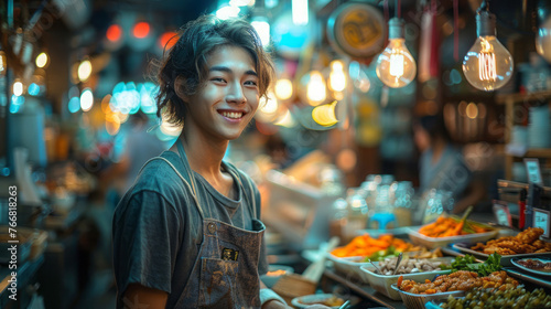 Asian market, vendors selling spices and fruits