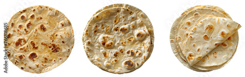 Wallpaper Mural set of three flat bread tortillas clipart on transparent background seen from above  Torontodigital.ca
