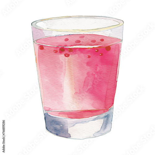 pink syrup in glasses watercolor good quality and good design