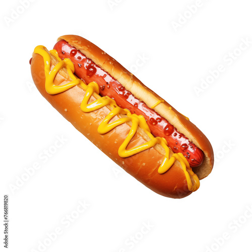 Hot dog with ketchup and mustard  on Transparent Background. Ai generated 