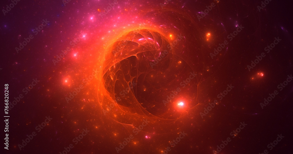 3D manual rendering abstract multicolor supernova fractal light background. Its not AI Generatd illustration.