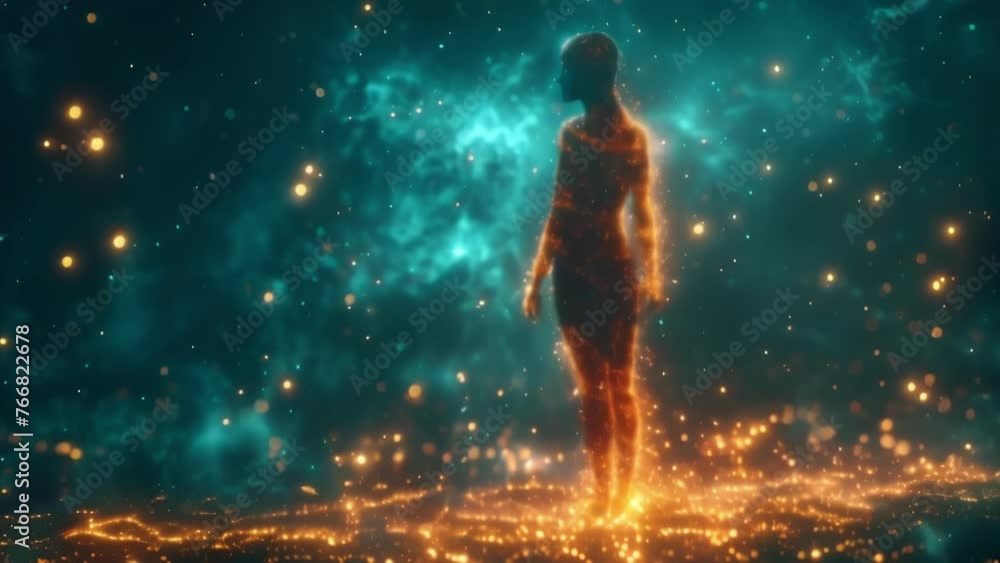 A silhouette of a figure with glowing circuitry running through their body hinting at the concept of being controlled by technology. A silhouette of a figure with glowing circuitry running through their body hinting at the concept of being controlled by technology.