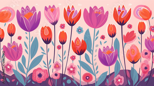 playful mother s day template with beautiful cartoon flowers