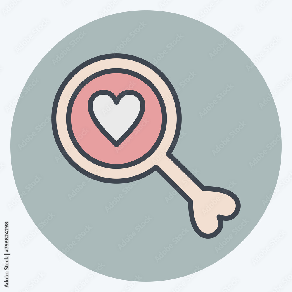 Icon Search For Love. related to Valentine's Day symbol. color mate style. simple design editable. simple illustration Icon Search For Love. related to Valentine's Day symbol. color mate style. simple design editable. simple illustration
