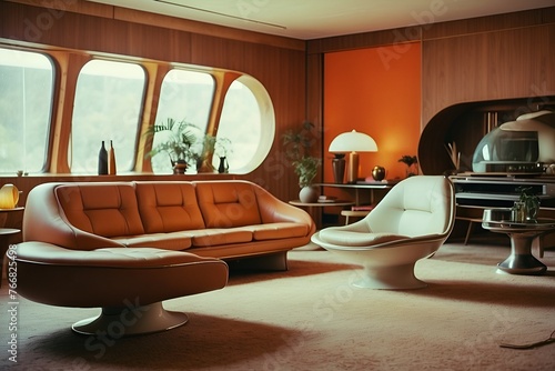 Retro-futuristic home interior