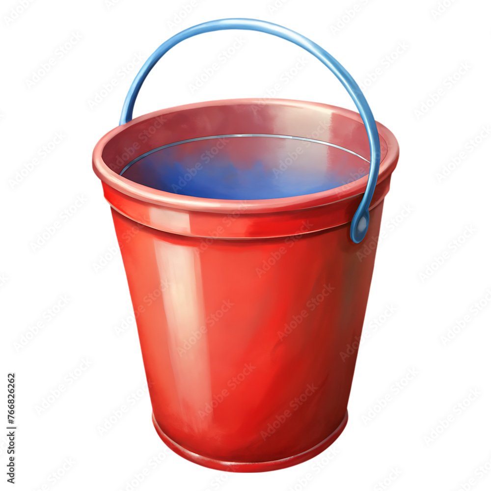 3d blue plastic bucket in hand. isolated from the background 3d blue plastic bucket in hand. isolated from the background