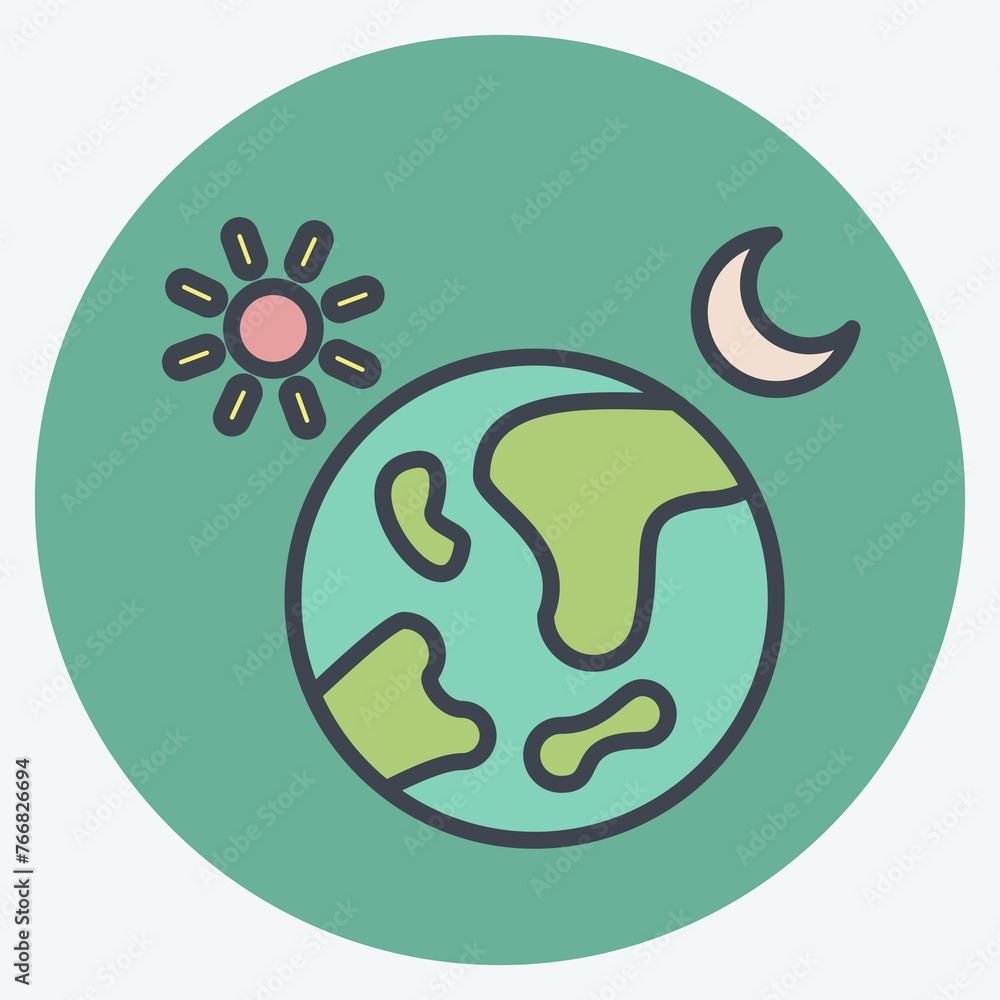 Icon Day And Night. related to Space symbol. color mate style. simple design editable. simple illustration Icon Day And Night. related to Space symbol. color mate style. simple design editable. simple illustration