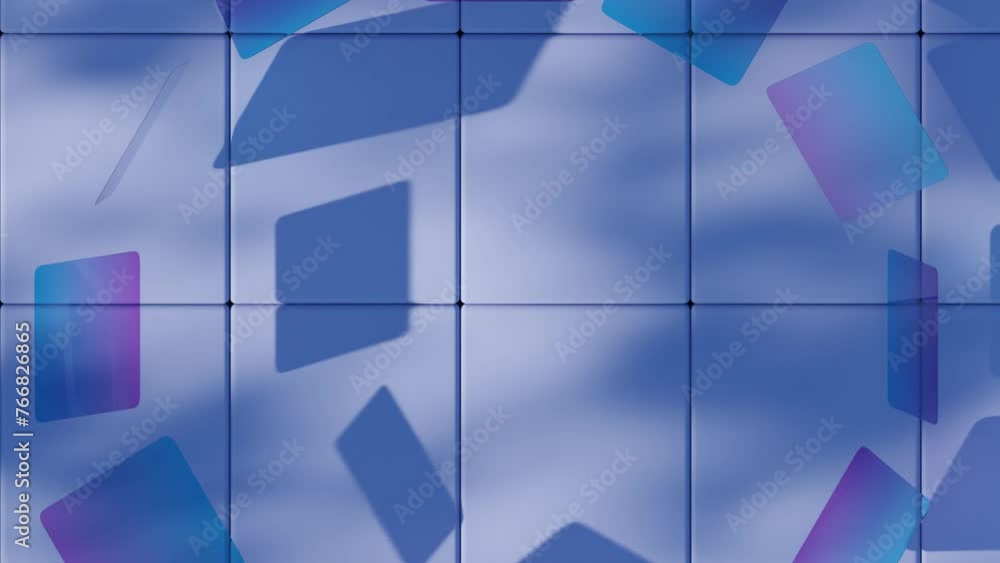 Floating Squares: A Dance of Shadows and Light on a Tiled Blue Canvas Floating Squares: A Dance of Shadows and Light on a Tiled Blue Canvas