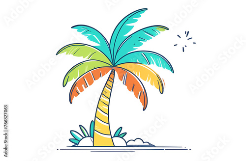 Colored beautiful palm tree. Palm tree in different colors of the rainbow on a white background. © Yury Fedyaev