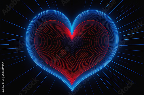 The human heart in blue and red tones, in a different light on a black background. © Yury Fedyaev