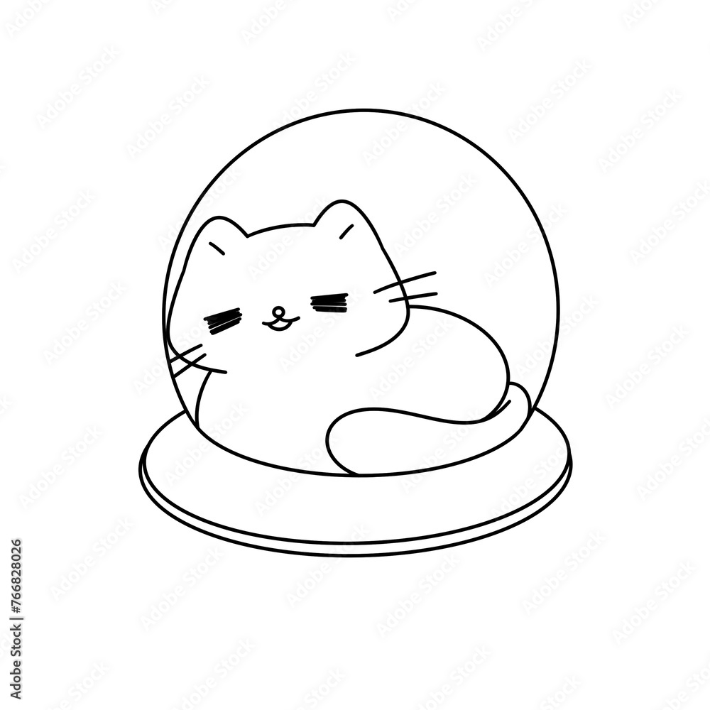 A cat is sleeping in a glass bowl A cat is sleeping in a glass bowl