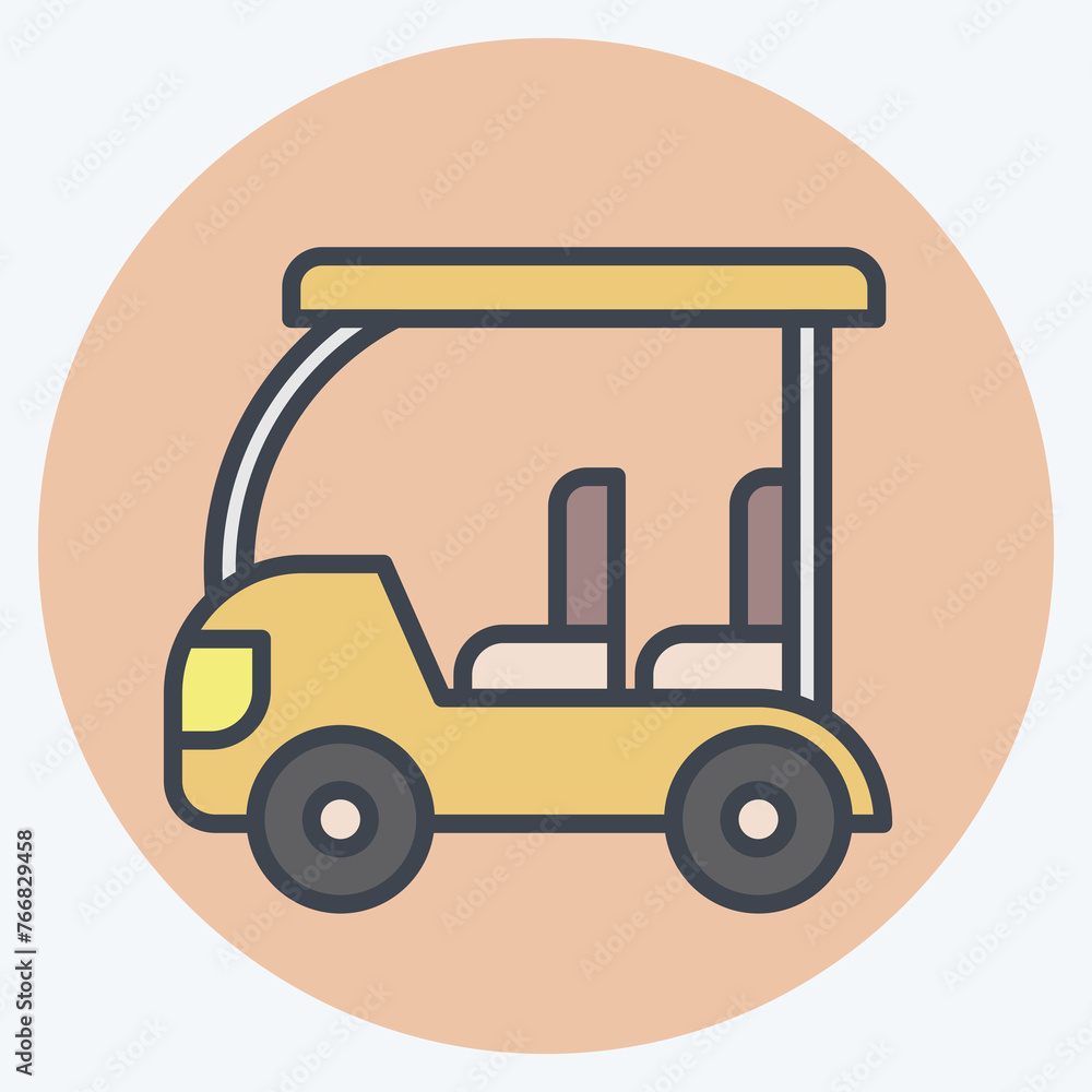 Icon Golf Cart. related to Golf symbol. color mate style. simple design editable. simple illustration Icon Golf Cart. related to Golf symbol. color mate style. simple design editable. simple illustration