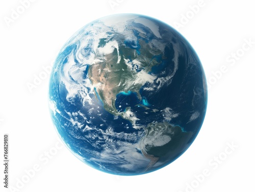 A stunning view of Earth showcasing North America  isolated on a white background.