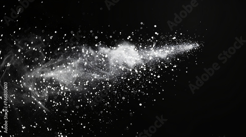 blowing particles dust isolate on black abstract bokeh for overlay and background.