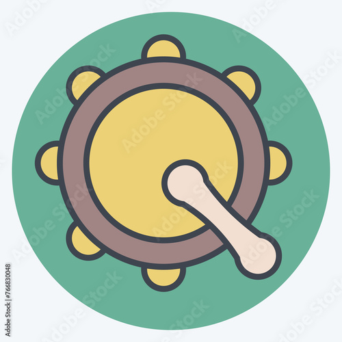 Icon Bodhran. related to Celtic symbol. color mate style. simple design editable. simple illustration