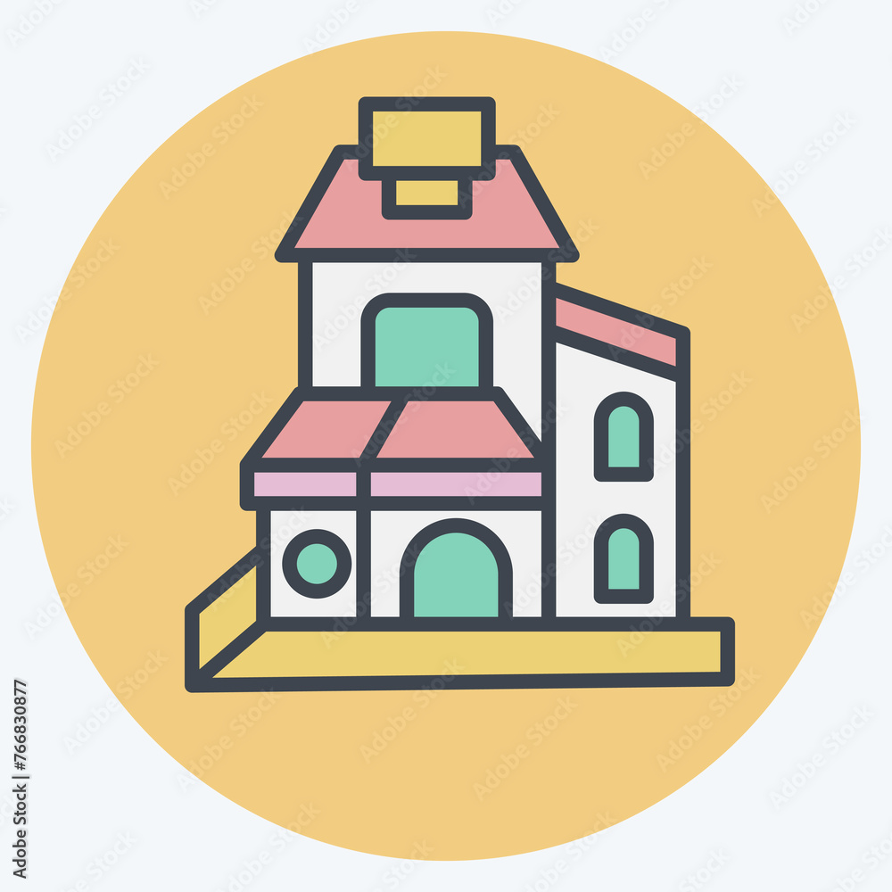 Icon Duplex. related to Accommodations symbol. color mate style. simple design editable. simple illustration