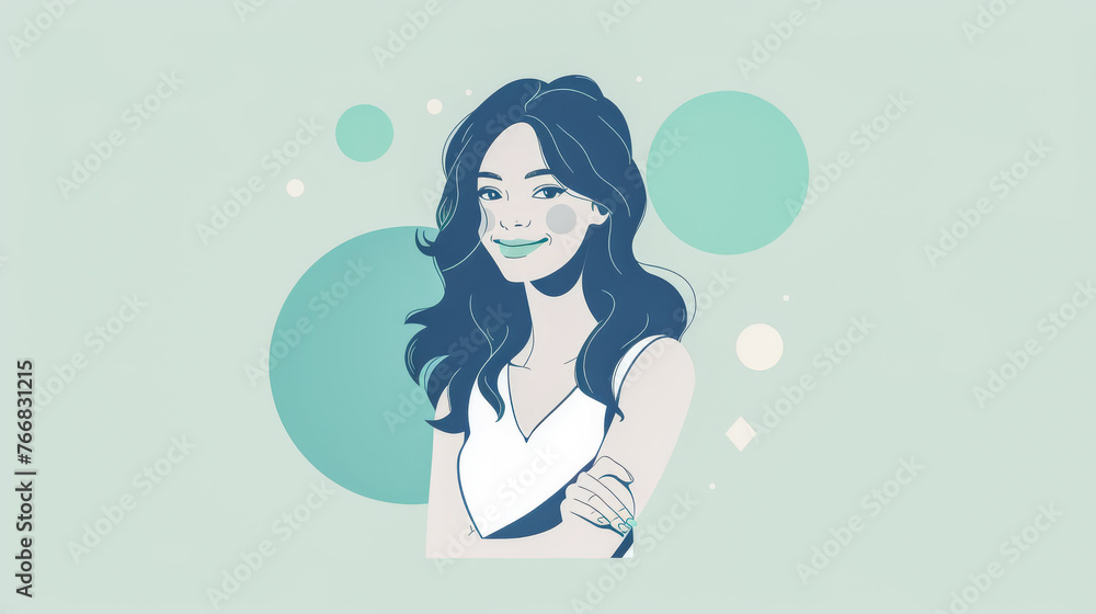 Joyful and stylish diverse woman vector illustration with copyspace for text Joyful and stylish diverse woman vector illustration with copyspace for text