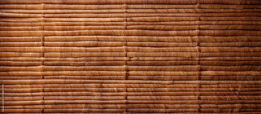 A detailed close up of a bamboo mat placed on a rich brown background A detailed close up of a bamboo mat placed on a rich brown background