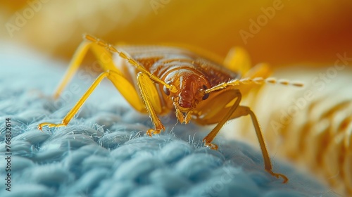 Wallpaper Mural cimex hemipterus bedbug closeup on bed background showing details of pest infestation and highlighting control issues Torontodigital.ca