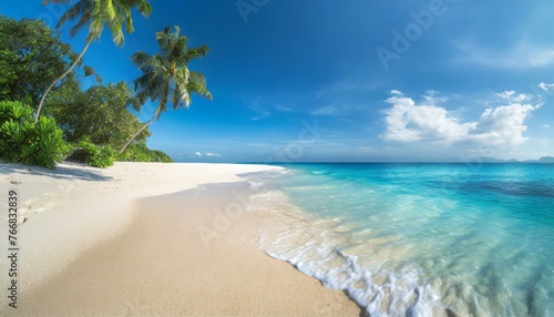 Beachside Oasis: Beautiful White Sand Beach and Serene Tropical Sea © Behram