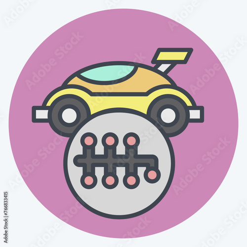 Icon Gearshift. related to Racing symbol. color mate style. simple design editable. simple illustration photo