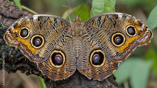 experiencing the enchanting allure of the forest giant owl butterfly, a stunning member of the nymphalid subfamily morphinae photo