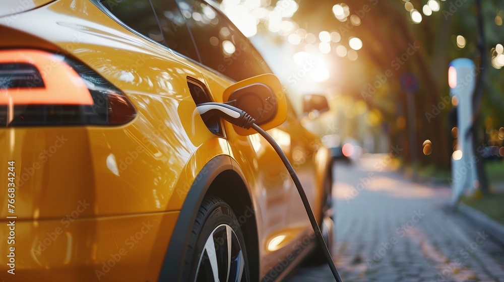 electric car charging at a station highlighting clean energy and ecofriendly technology for future driving with copy space electric car charging at a station highlighting clean energy and ecofriendly technology for future driving with copy space