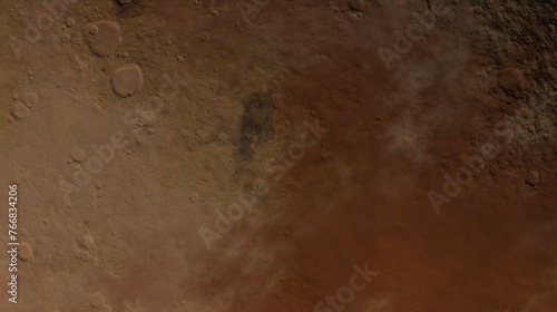 Detailed view of a Martian surface with craters and dust, ideal for space-themed graphics and backdrops. 3d render