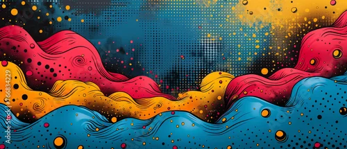 Panel kuchenny z motywem background with splashes, background with paint, Splashes pop art pattern, Comics illustration, retro and 90s style, pop art pattern, abstract crazy and psychedelic background
