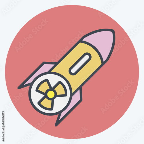 Icon Nuclear Label. related to Nuclear symbol. color mate style. simple design editable. simple illustration
