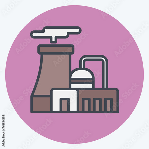 Icon Nuclear Plant. related to Nuclear symbol. color mate style. simple design editable. simple illustration