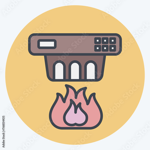 Icon Smoke Detector. related to Nuclear symbol. color mate style. simple design editable. simple illustration