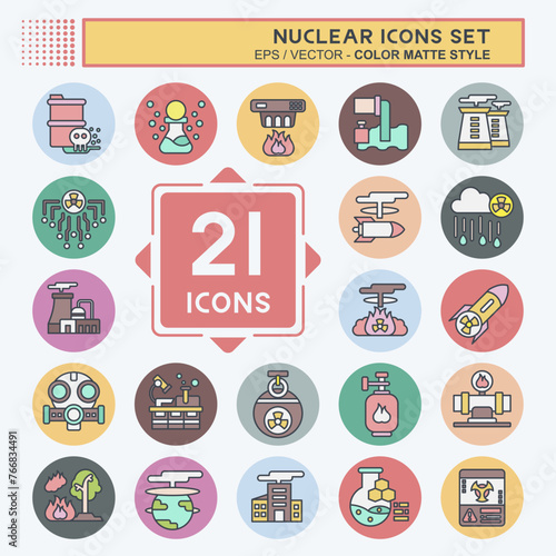 Icon Set Nuclear. related to Nuclear symbol. color mate style. simple design editable. simple illustration