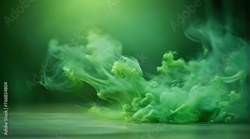 Green smoke abstract background, mist texture, smoky effect