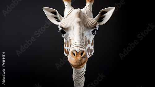 Giraffe face head hanging upside down white 