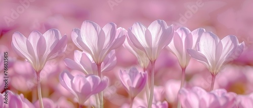  A stunning image featuring a blooming garden brimming with vibrant pink flowers, set against a backdrop of a captivating pink sunset