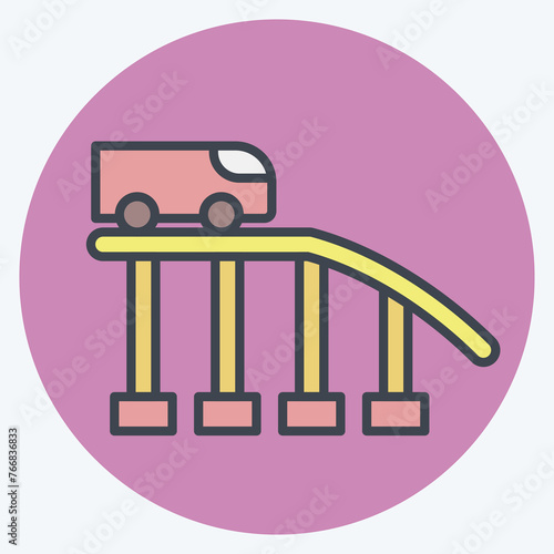 Icon Roller Coaster. related to Amusement Park symbol. color mate style. simple design editable. simple illustration