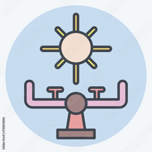 Icon Seesaw. related to Amusement Park symbol. color mate style. simple design editable. simple illustration