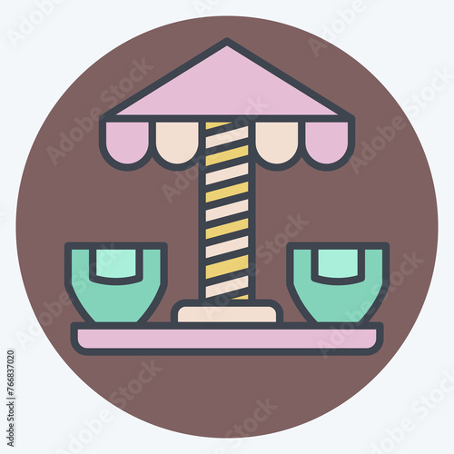 Icon Spinning Teacup. related to Amusement Park symbol. color mate style. simple design editable. simple illustration photo