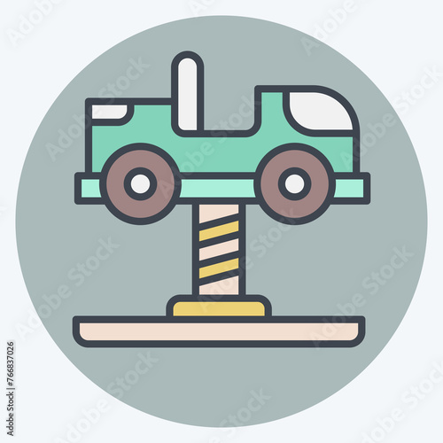 Icon Spring Swing Rider. related to Amusement Park symbol. color mate style. simple design editable. simple illustration
