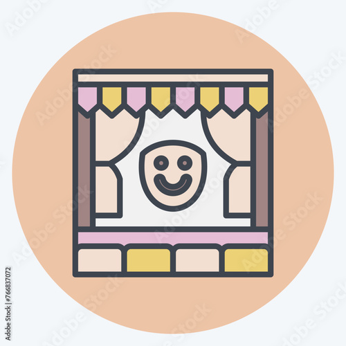 Icon Stage. related to Amusement Park symbol. color mate style. simple design editable. simple illustration
