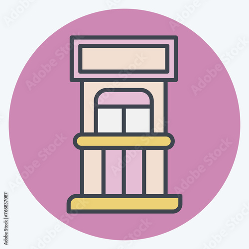 Icon Ticket Office. related to Amusement Park symbol. color mate style. simple design editable. simple illustration