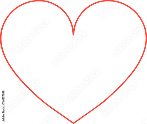 A minimalist illustration of a heart outline against a plain white background. The outline is clean and simple, making it suitable for various design purposes such as logos, greeting cards, or romanti photo