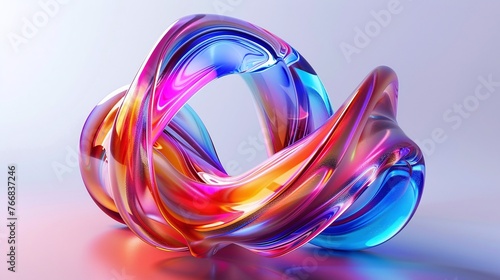 modern abstract wallpaper background featuring a colorful glass 3d object with vibrant bright colors and intricate design